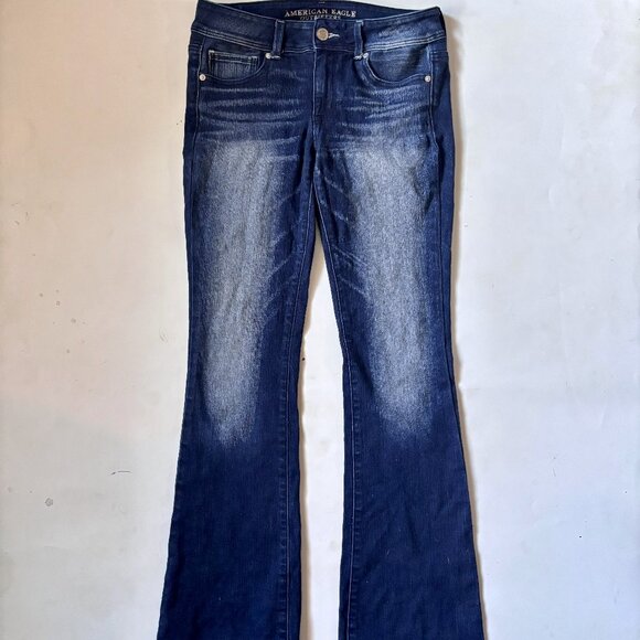 American Eagle Dark Wash Boot Cut Low Rise Denim - Picture 1 of 6